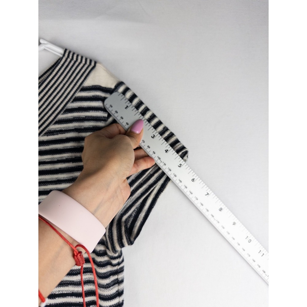 Maeve Anthropologie Dress‎ Womens M Striped Lined Midi Knee Shirt Black White - Picture 6 of 8